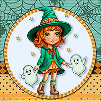 Witchy And Ghostly Friends - Digital Stamp