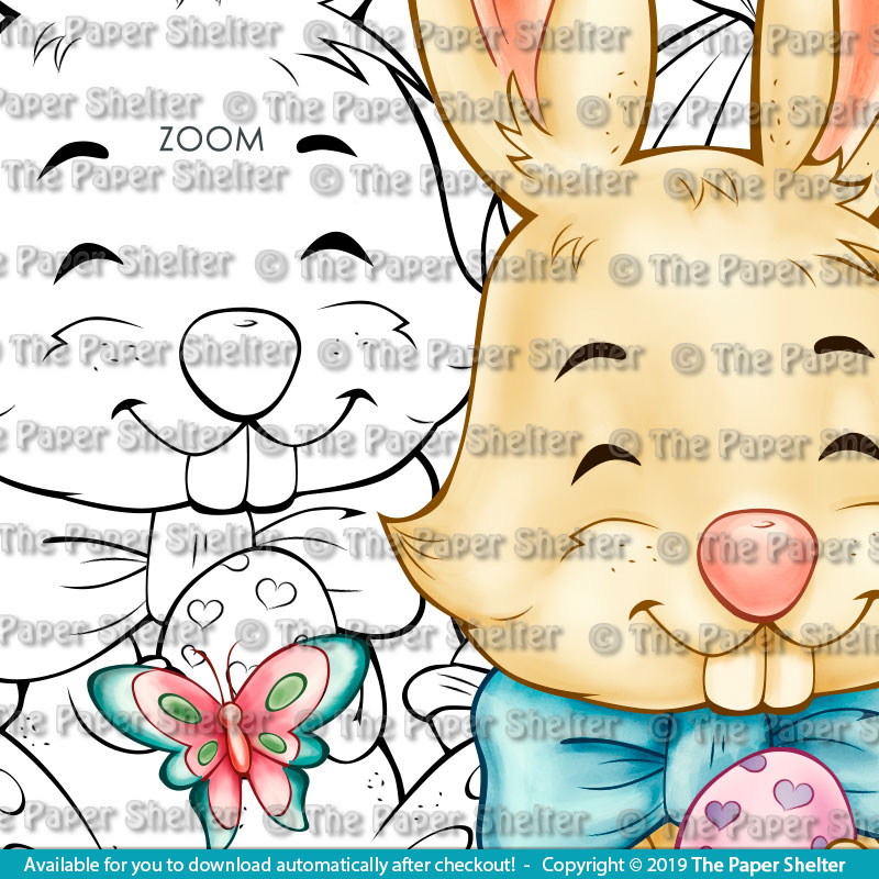 Adorable Easter Bunny - Digital Stamp - Click Image to Close
