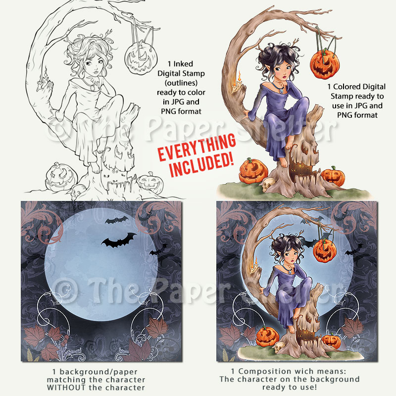 Witch - Digital Stamp - Click Image to Close