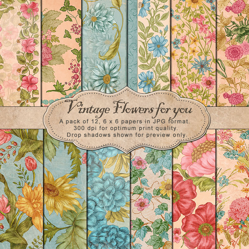 Vintage Flower for you - Paper Pack - Click Image to Close
