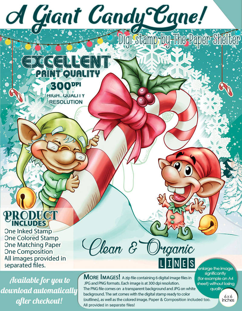 A Giant Candy Cane! - Digital Stamp - Click Image to Close