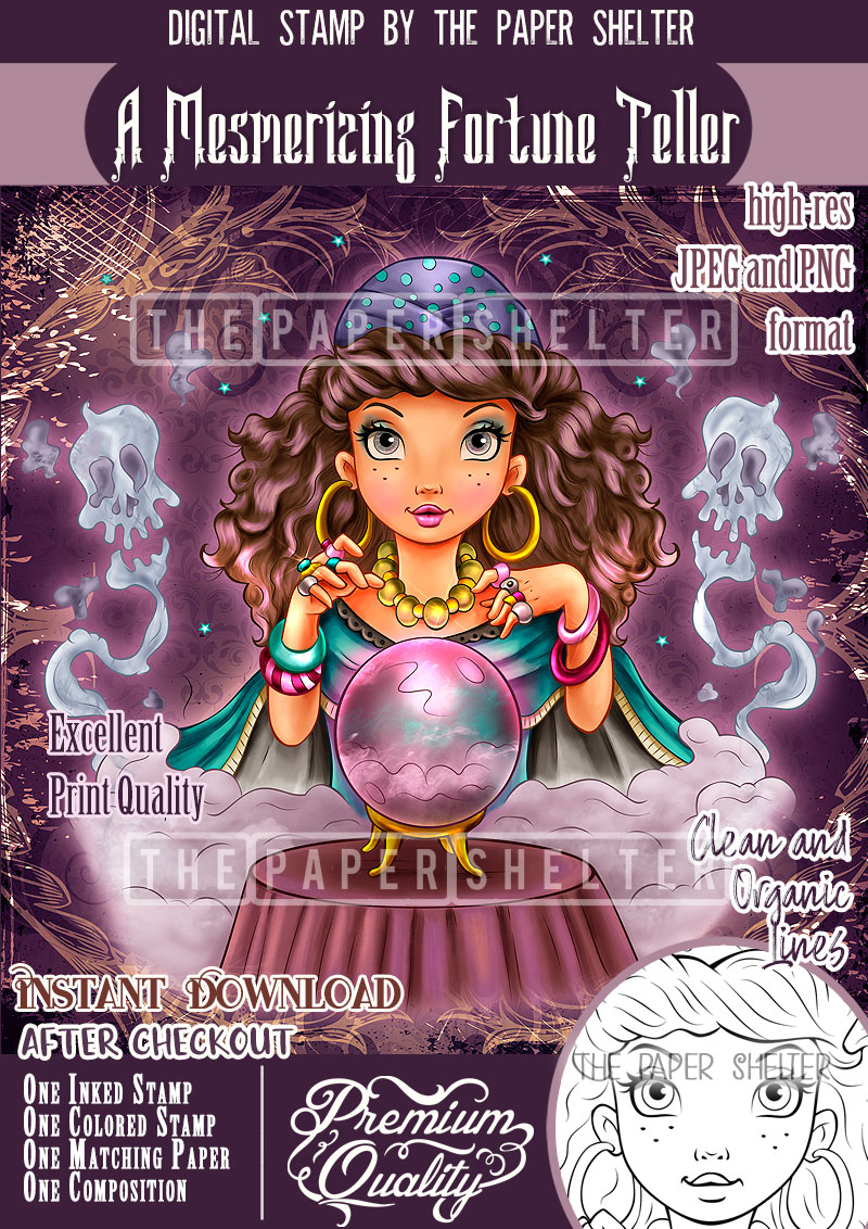 A Mesmerizing Fortune Teller - Digital Stamp - Click Image to Close