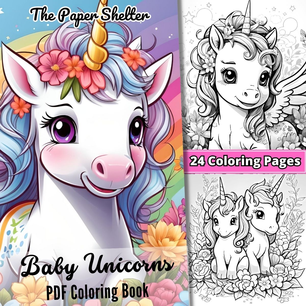 Baby Unicorns - Digital Coloring Book - Click Image to Close