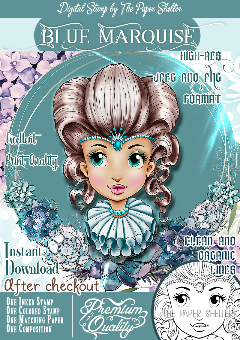 Blue Marquise - Digital Stamp - Click Image to Close