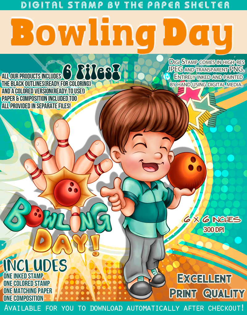 Bowling Day! - Digital Stamp - Click Image to Close