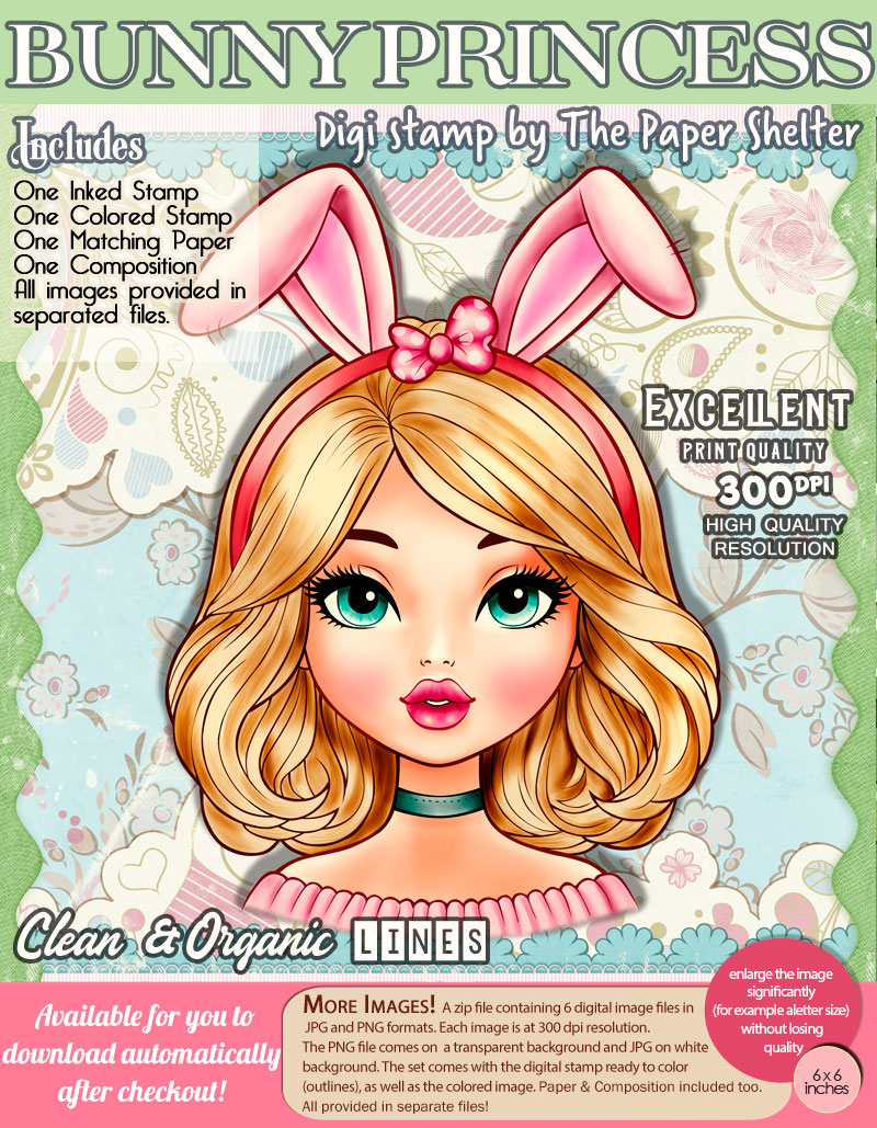 Bunny Princess - Digital Stamp - Click Image to Close