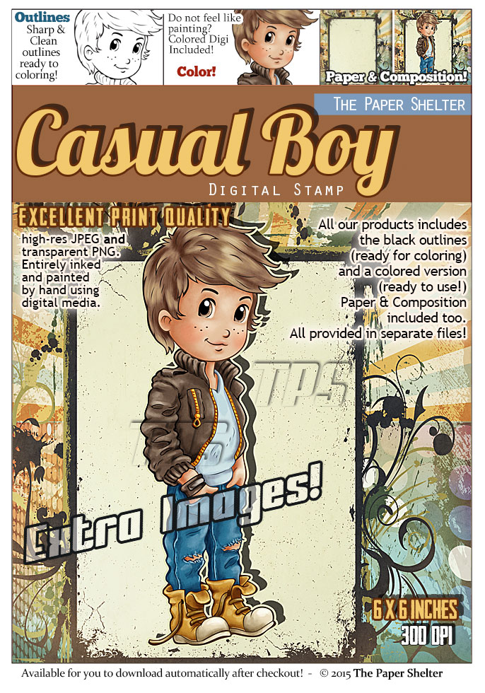 Casual Boy - Digital Stamp - Click Image to Close