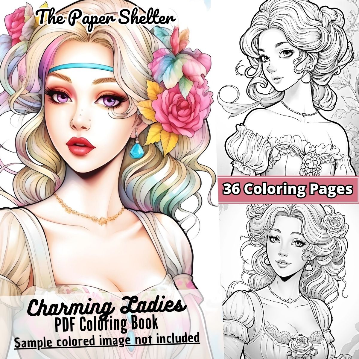 Charming Ladies - Digital Coloring Book - Click Image to Close