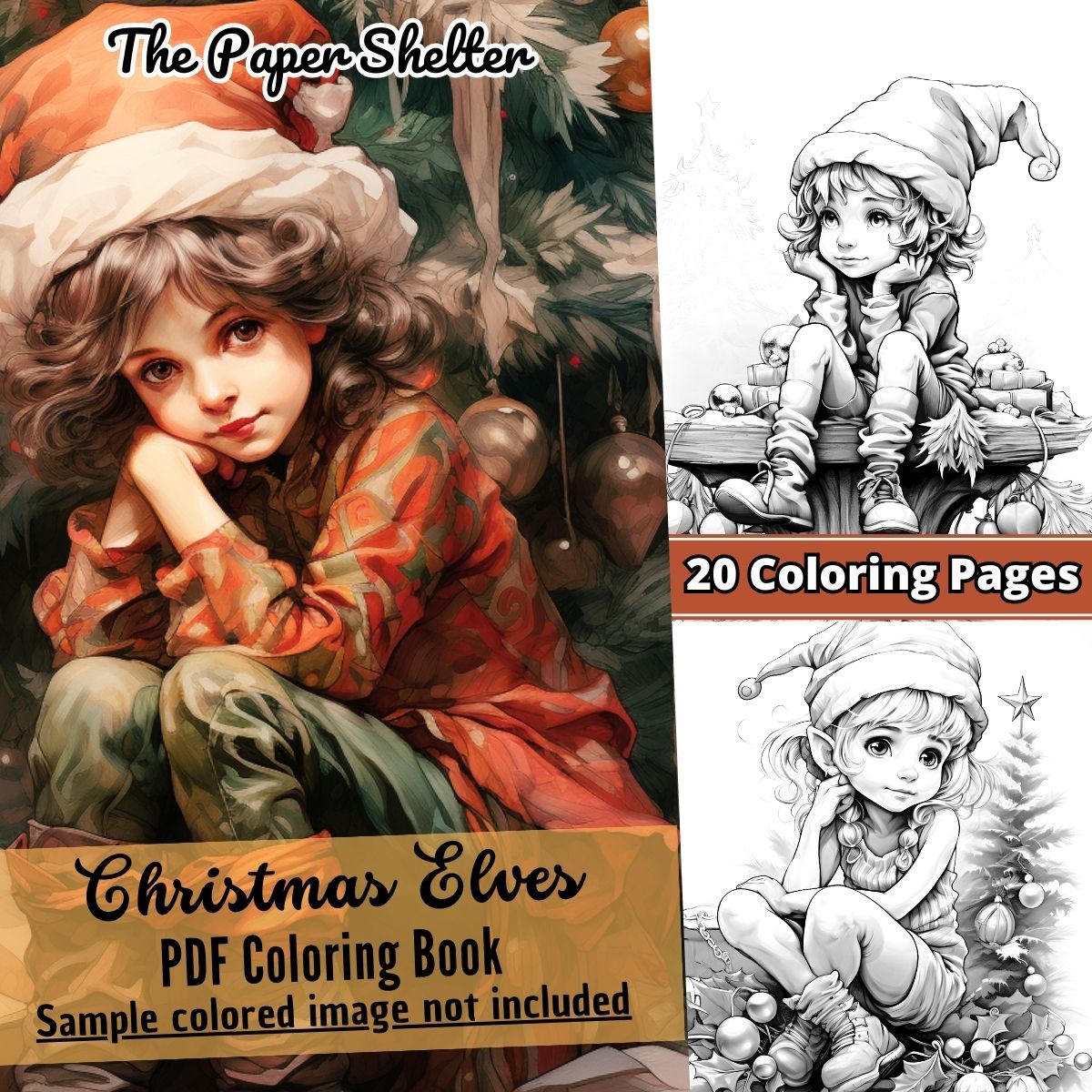 Christmas Elves - Digital Coloring Book - Click Image to Close