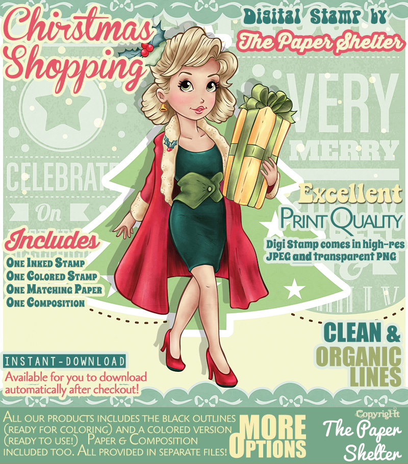 Christmas Shopping - Digital Stamp - Click Image to Close