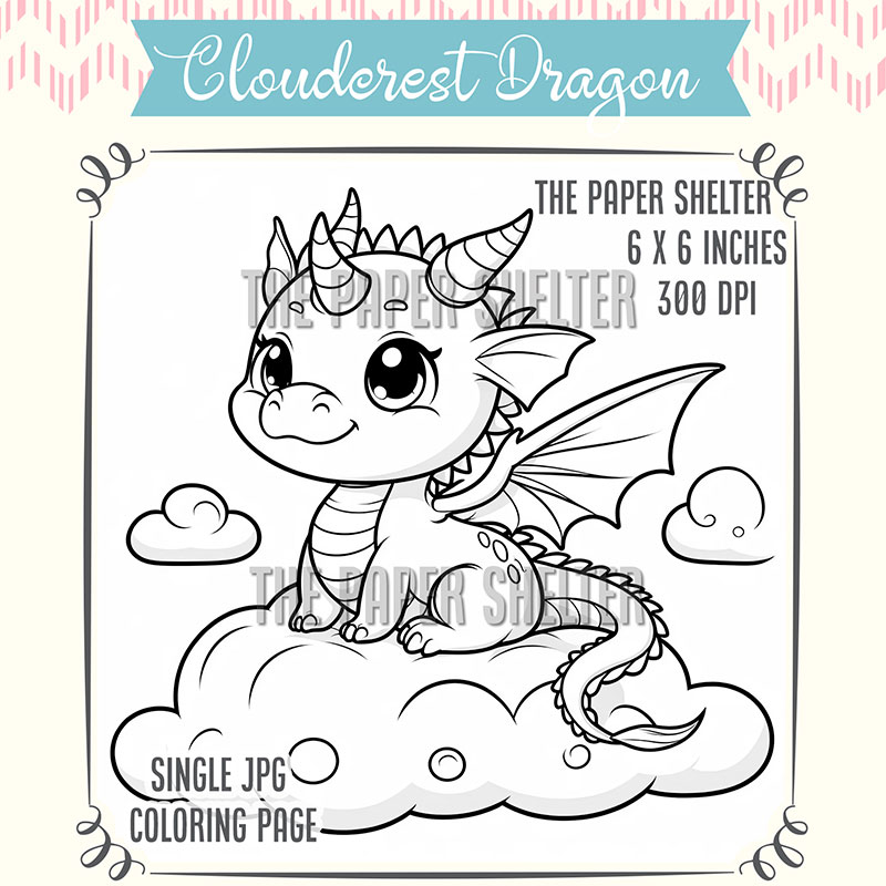 Cloudcrest Dragon - Single JPG Coloring Page - Click Image to Close