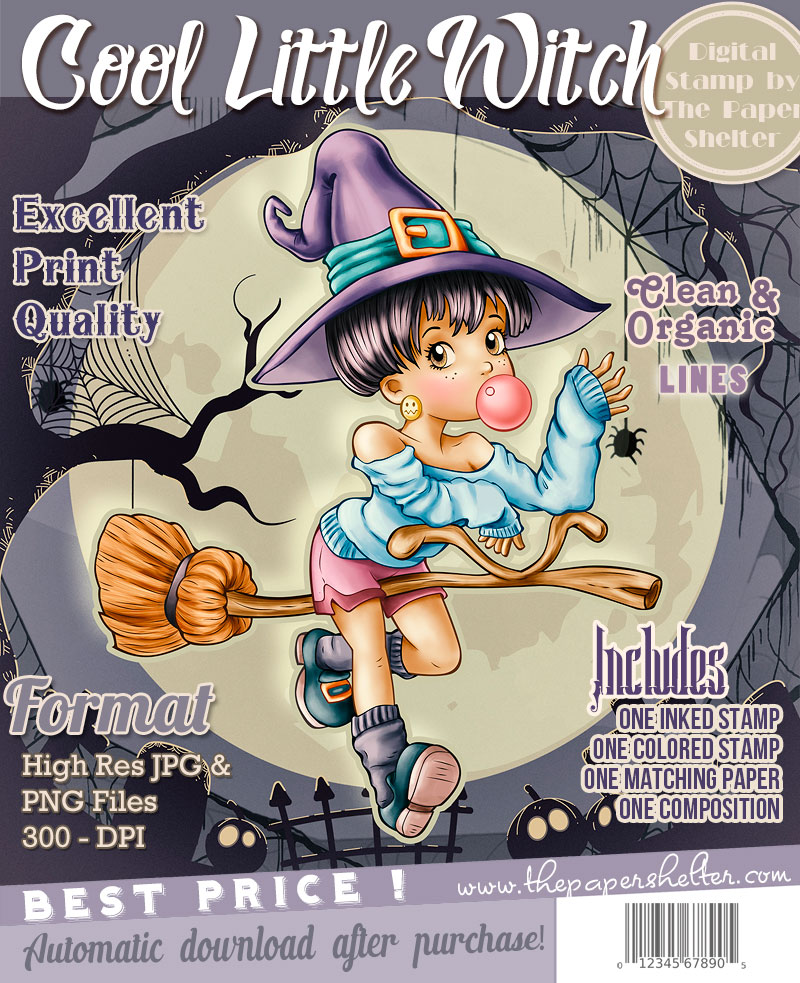 Cool Little Witch - Digital Stamp - Click Image to Close