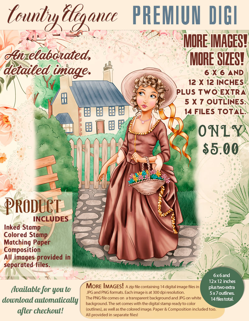Country Elegance - Digital Stamp - Click Image to Close