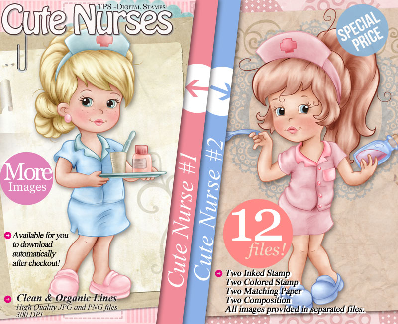 Cute Nurses - Digi Stamps - Click Image to Close