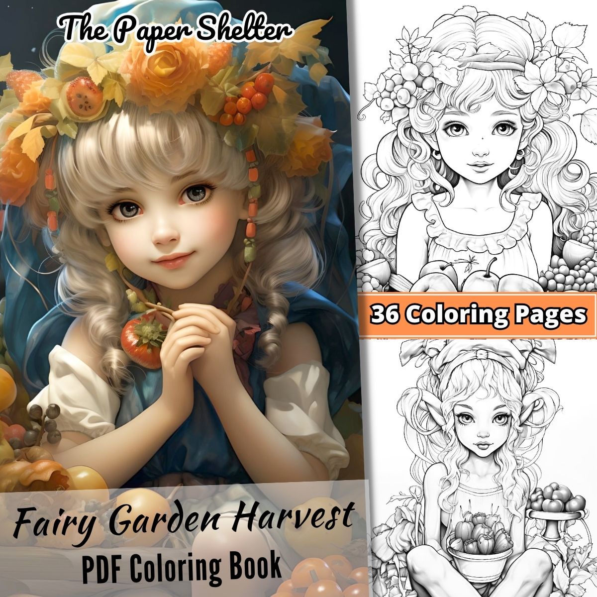 Fairy Garden Harvest - Digital Coloring Book - Click Image to Close