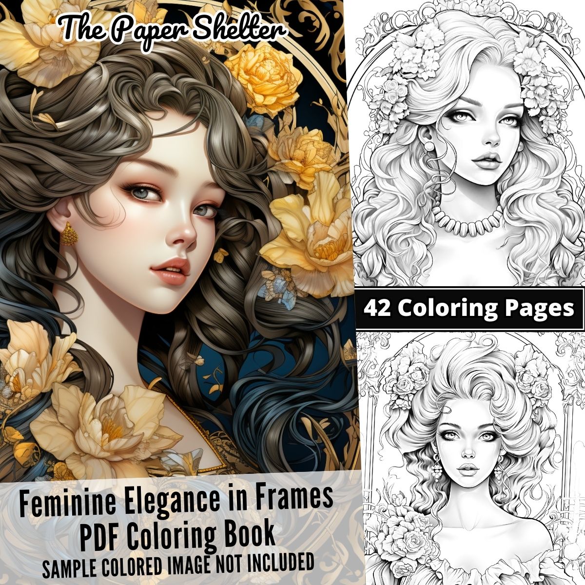 Feminine Elegance - Digital Coloring Book - Click Image to Close