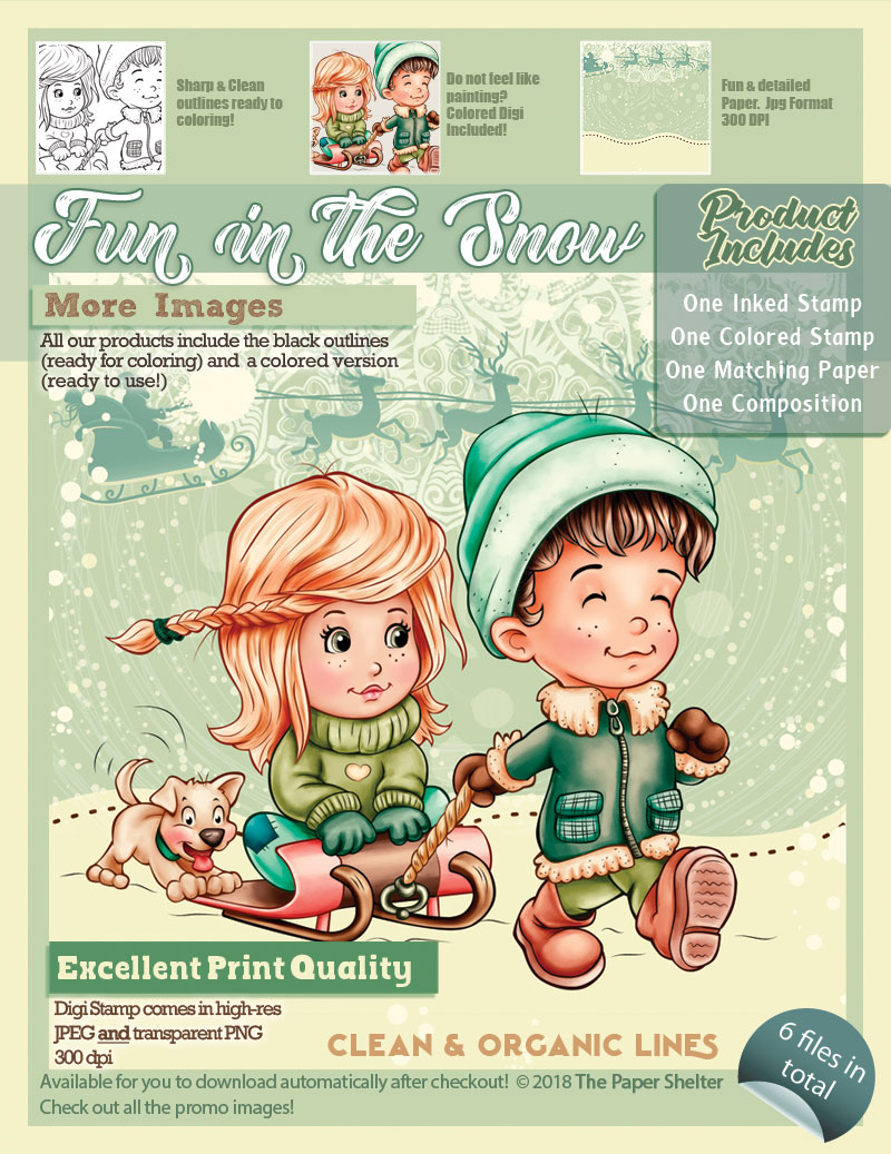 Fun In The Snow - Digital Stamp - Click Image to Close