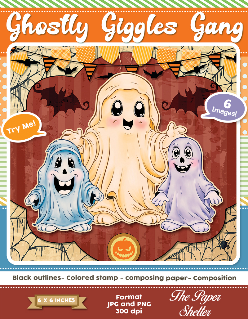 Ghostly Giggles Gang - Digital Stamp - Click Image to Close