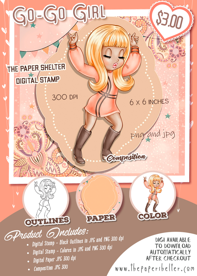 Go-Go Girl - Digital Stamp - Click Image to Close