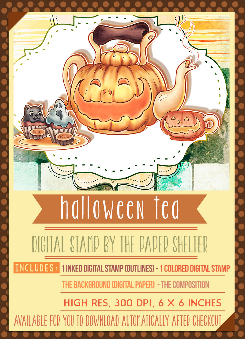 Halloween Tea - Digital Stamp - Click Image to Close