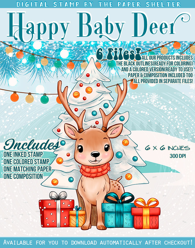 Happy Baby Deer - Digital Stamp - Click Image to Close