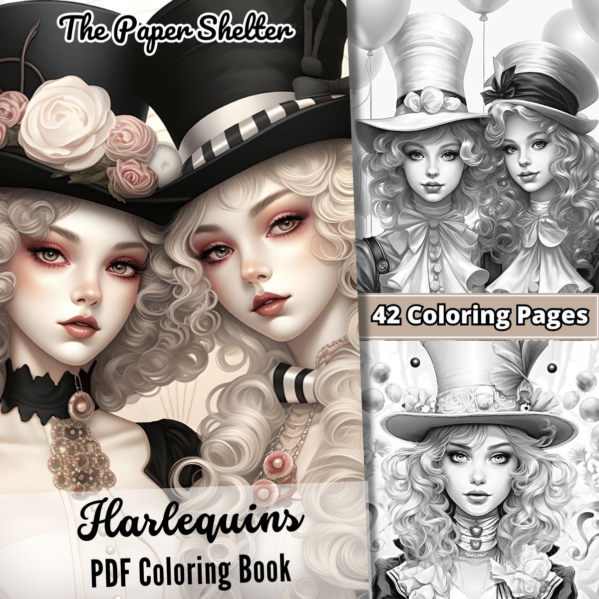 Harlequins - Digital Coloring Book - Click Image to Close