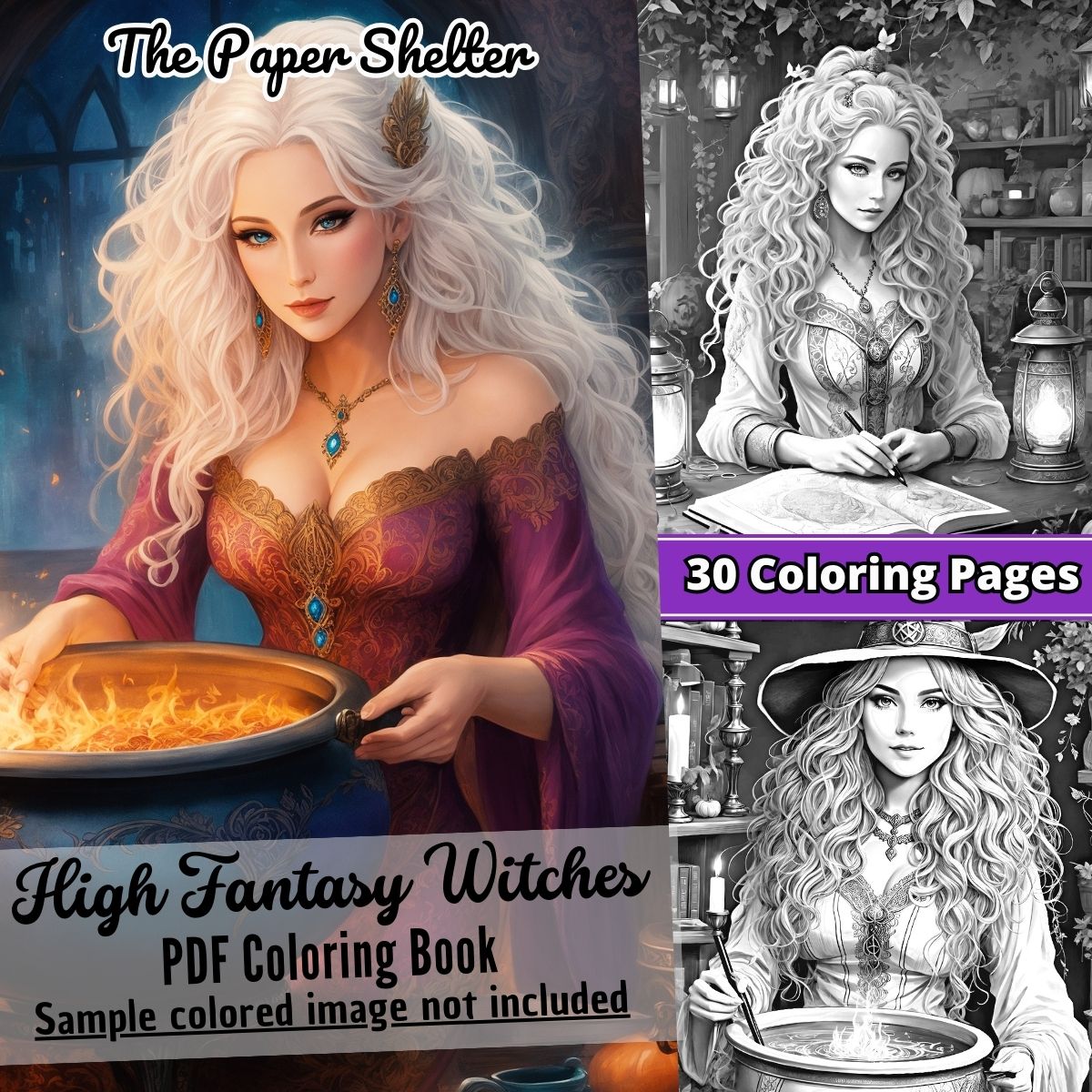 High Fantasy Witches - Digital Coloring Book - Click Image to Close