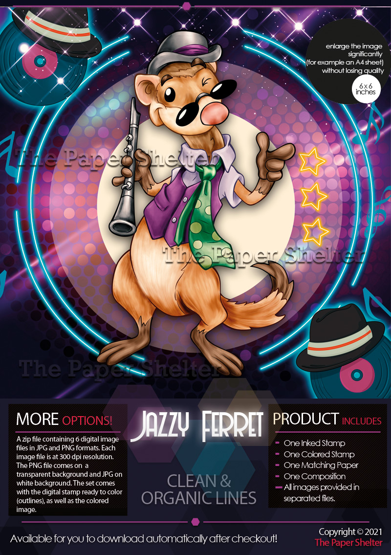 Jazzy Ferret - Digital Stamp - Click Image to Close