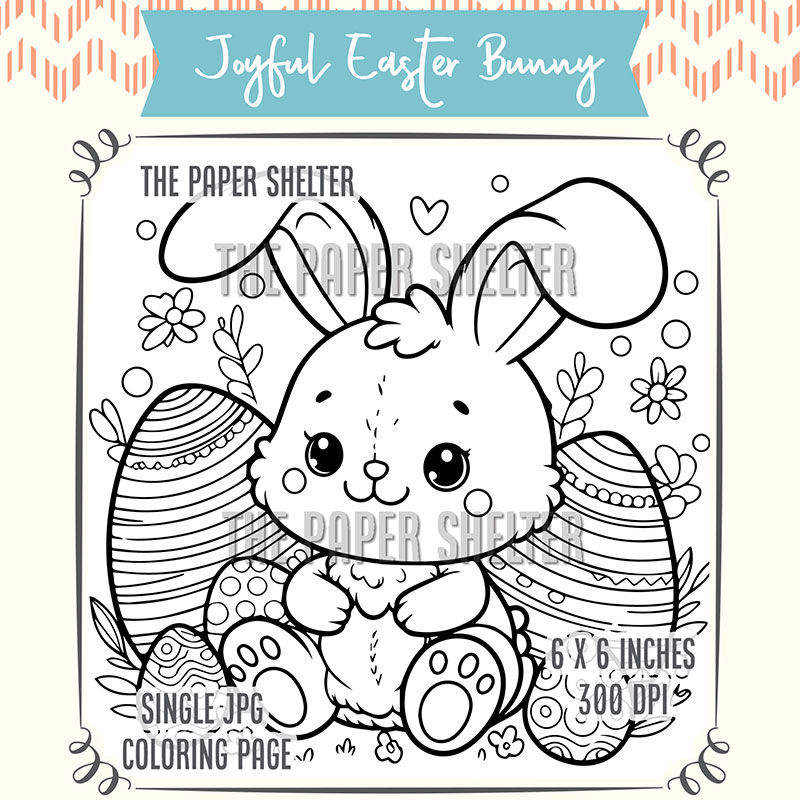 Joyful Easter Bunny - Single JPG Coloring Page - Click Image to Close