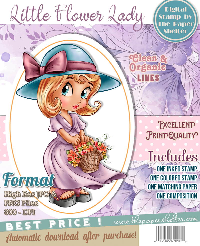 Little Flower Lady - Digital Stamp - Click Image to Close