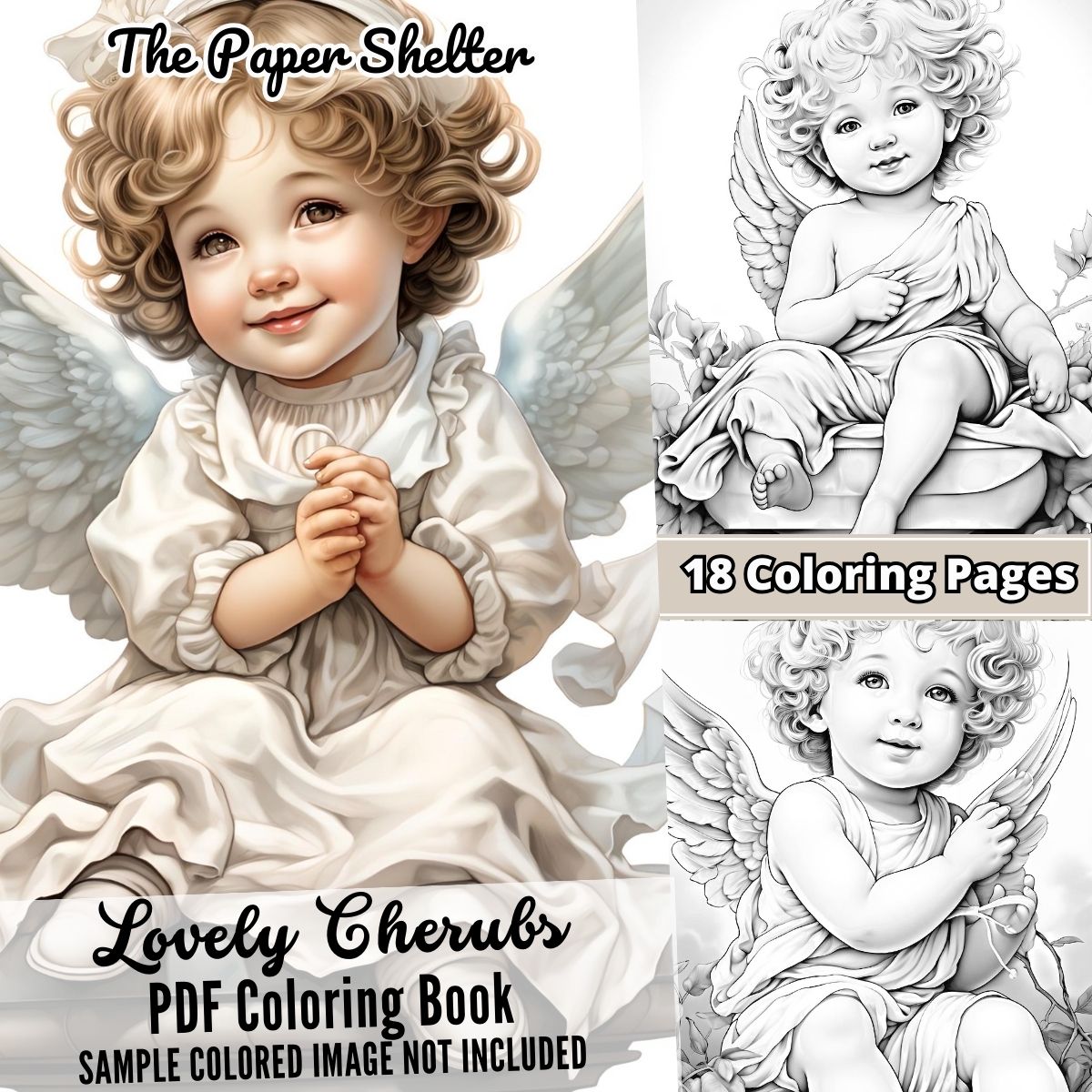Lovely Cherubs - Digital Coloring Book - Click Image to Close
