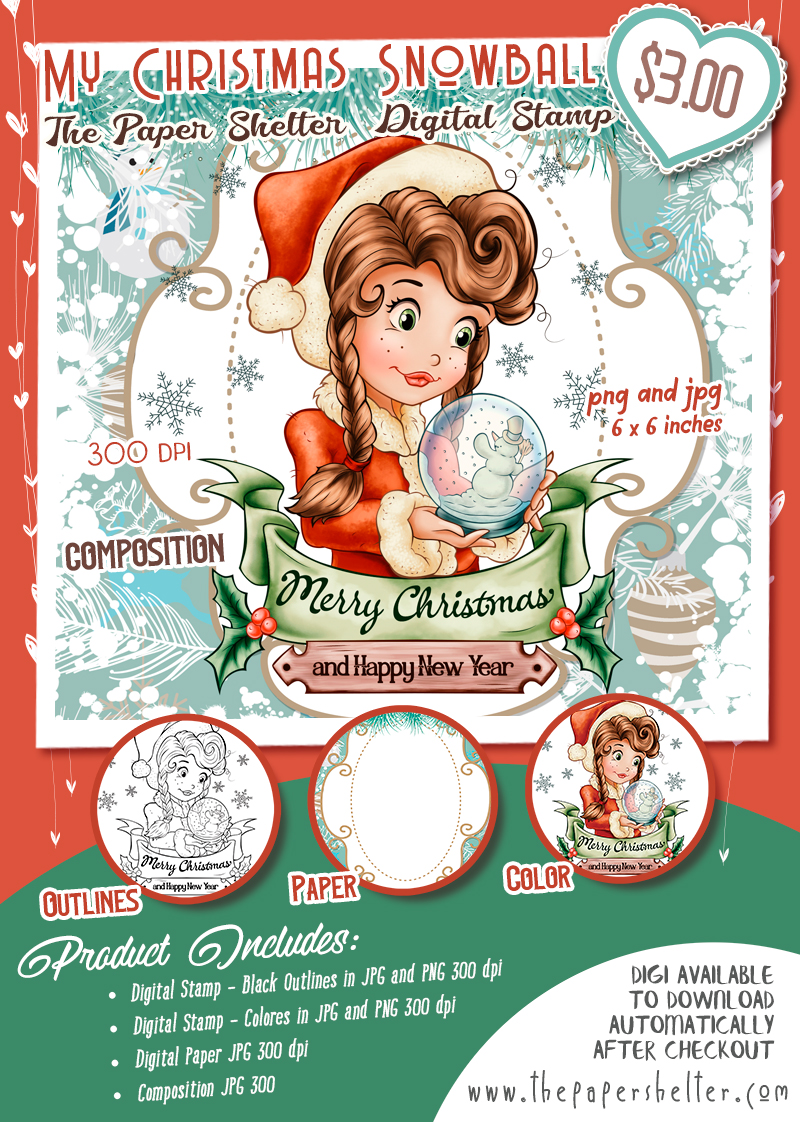 My Christmas Snowball - Digital Stamp - Click Image to Close