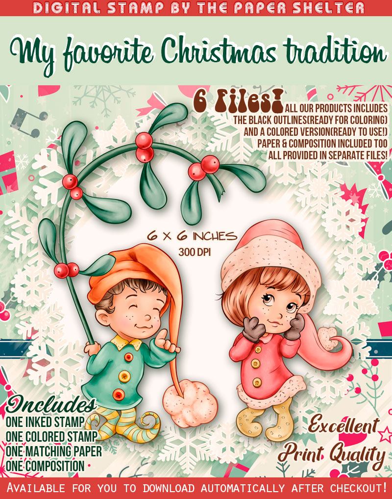 My Favorite Christmas Tradition - Digital Stamp - Click Image to Close
