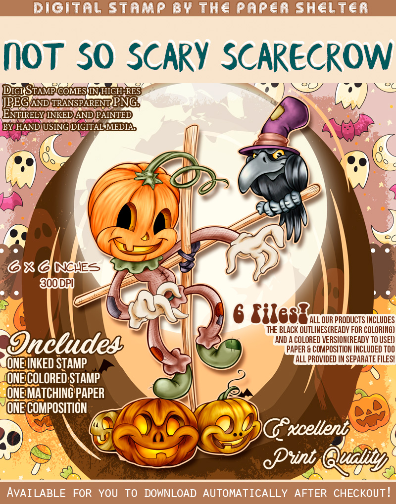 Not so scary Scarecow - Digital Stamp - Click Image to Close