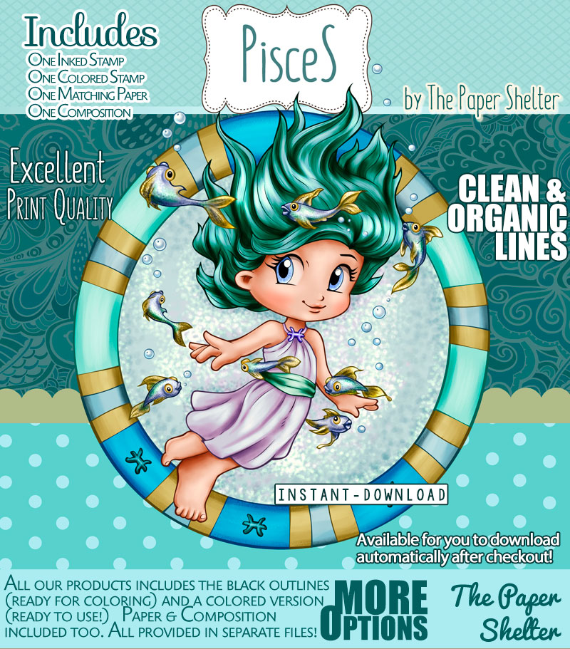 Pisces - Digital Stamp - Click Image to Close