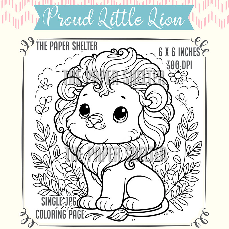 Proud Little Lion - Single JPG Coloring Page - Click Image to Close