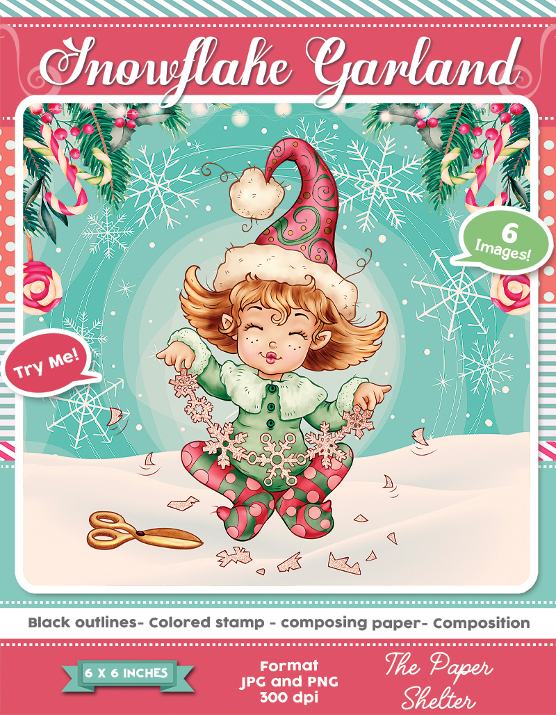 Snowflake Garland - Digital Stamp - Click Image to Close