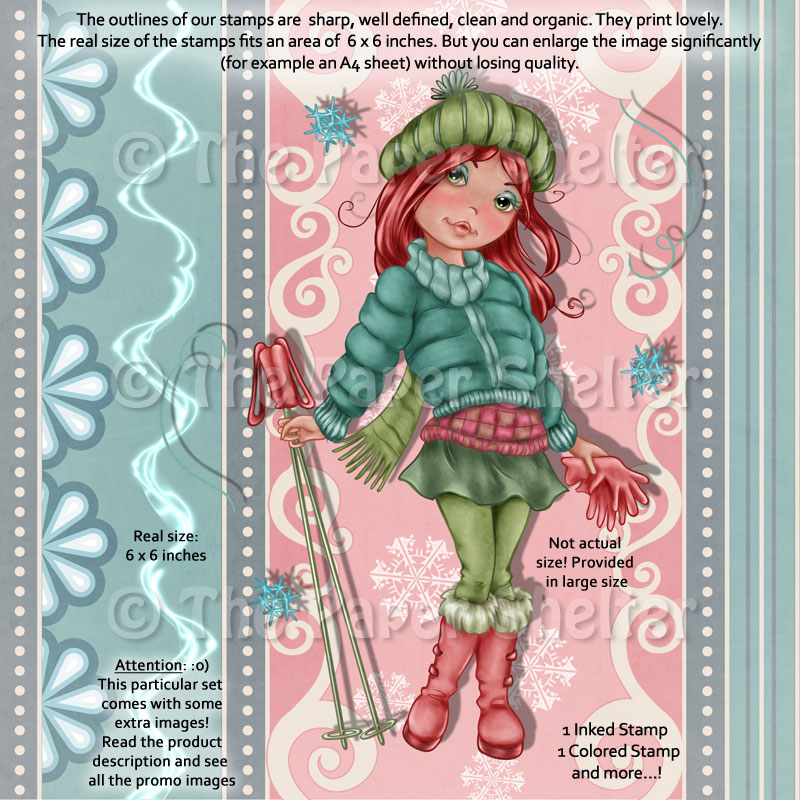 The Beautiful Skier - Digital Stamp - Click Image to Close