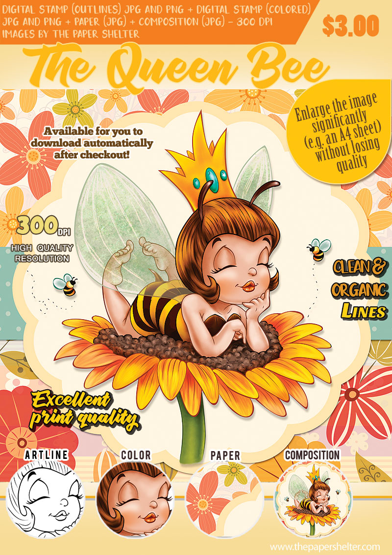 The Queen Bee - Digital Stamp - Click Image to Close