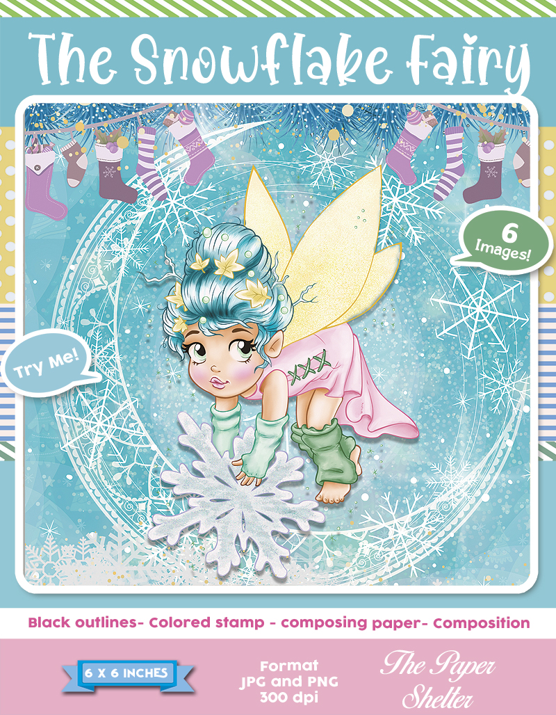 The Snowflake Fairy - Digital Stamp - Click Image to Close