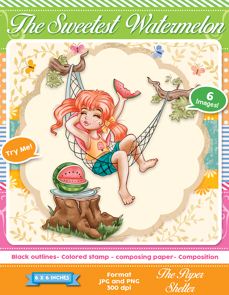 The Sweetest Watermelon - Digital Stamp - Click Image to Close