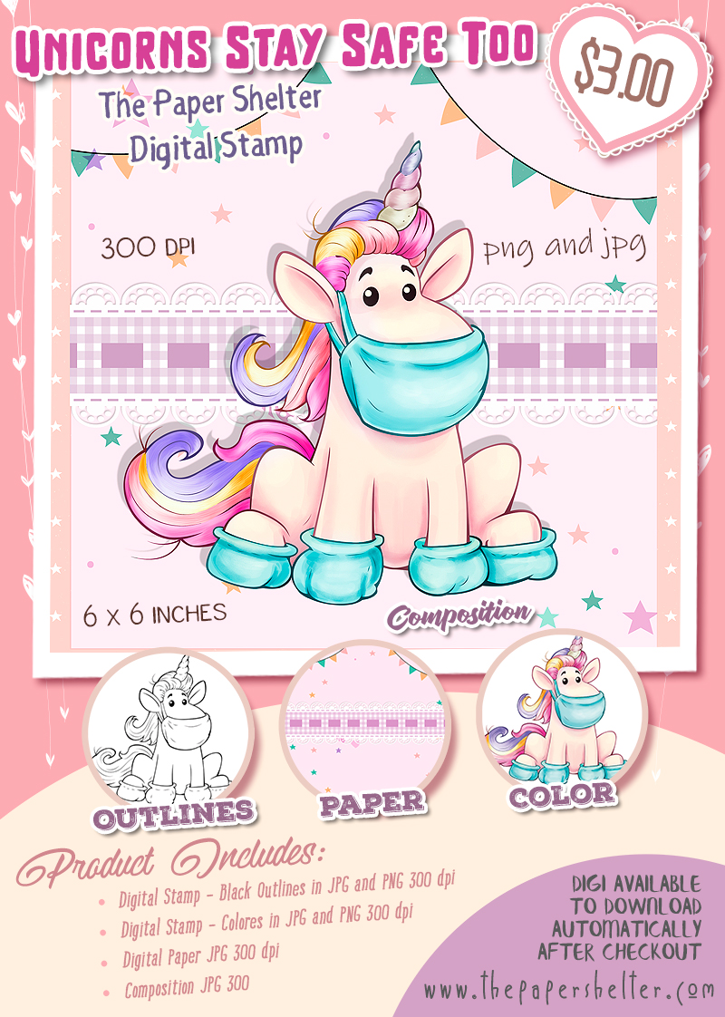 Unicorns Stay Safe Too - Digital Stamp - Click Image to Close