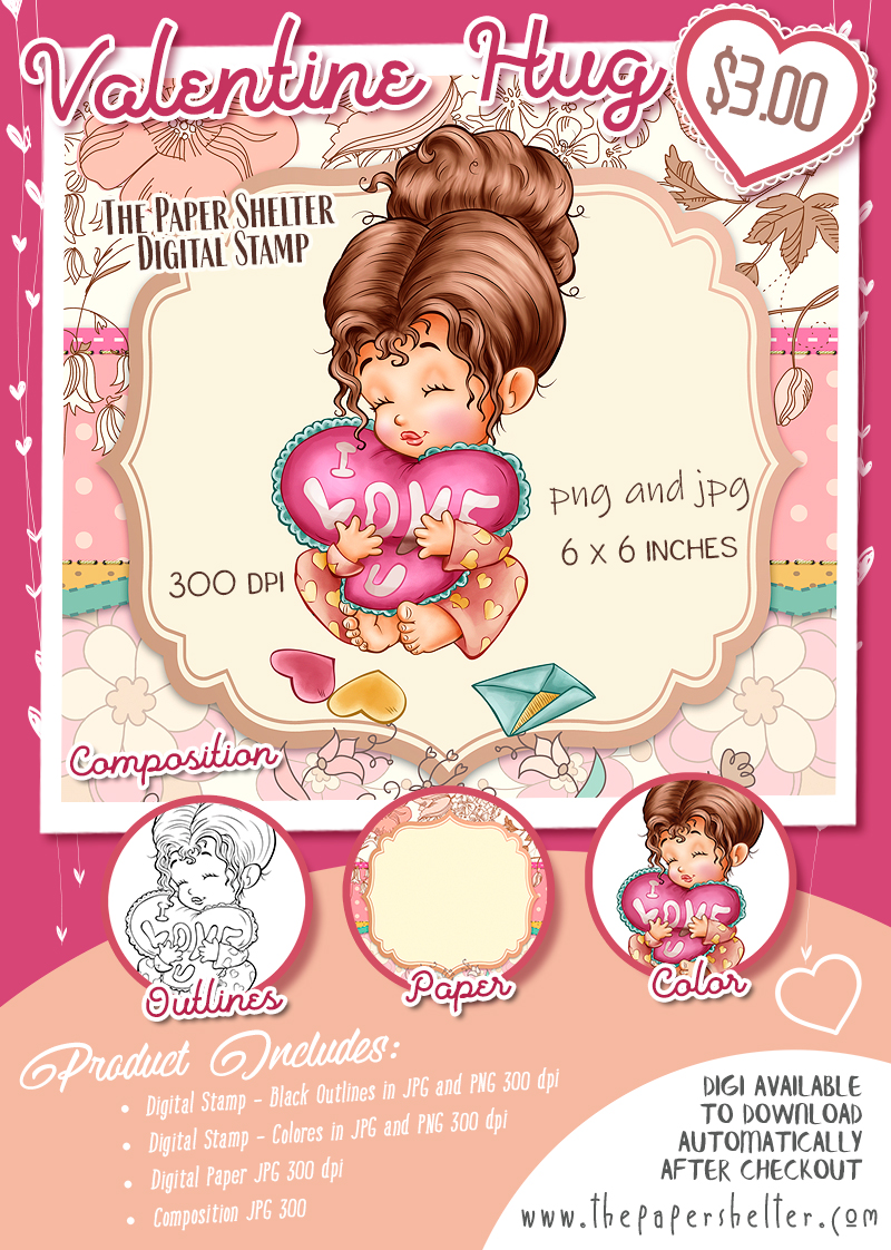 Valentine Hug - Digital Stamp - Click Image to Close