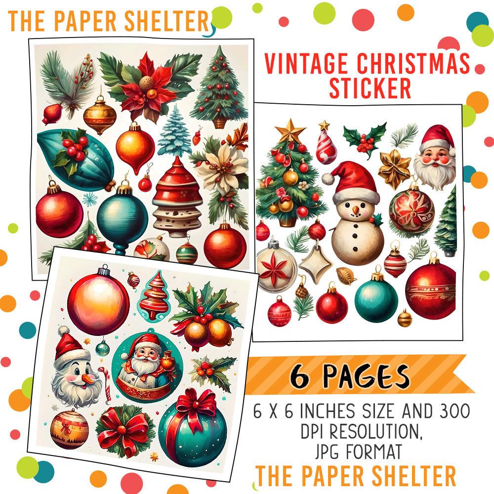 Vintage Christmas Sticker Collection - Click Image to Close