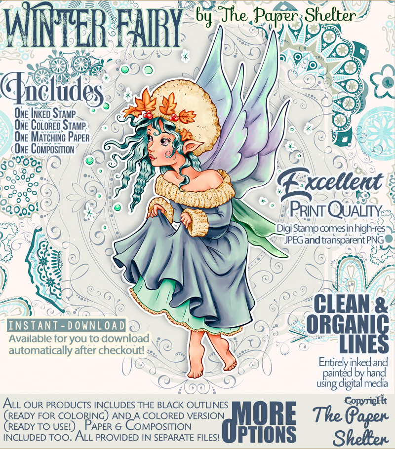 Winter Fairy - Digital Stamp - Click Image to Close