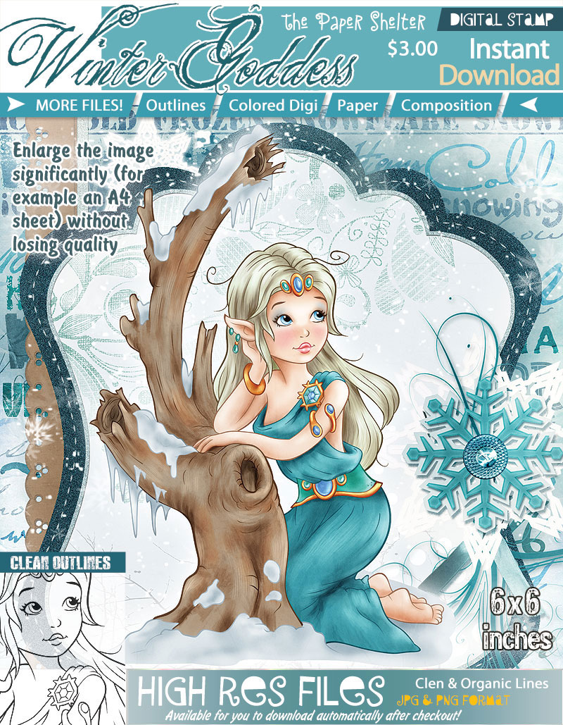 Winter Goddess - Digital Stamp - Click Image to Close