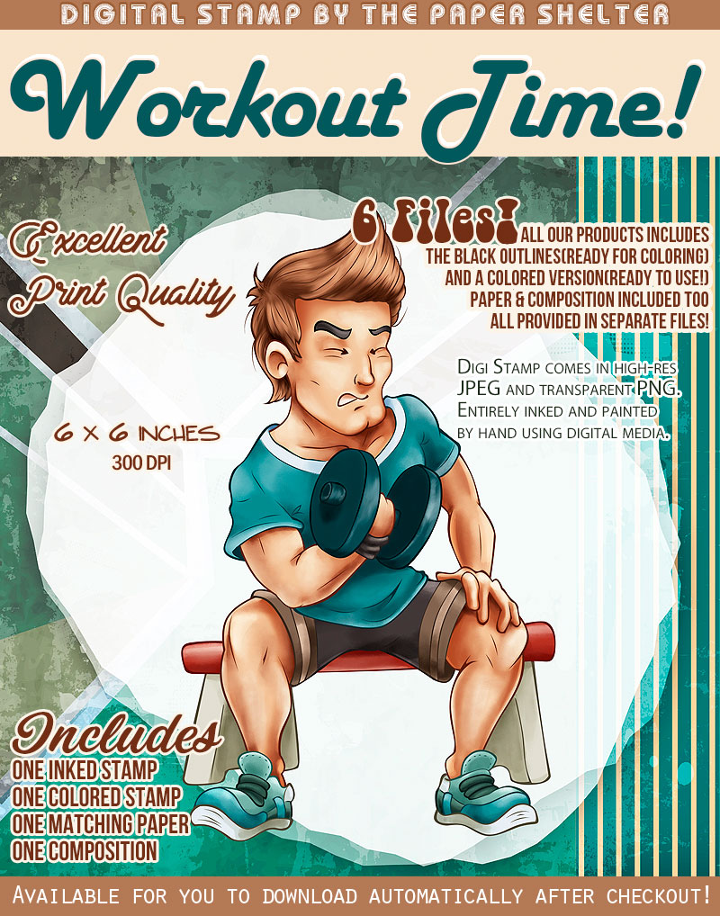 Workout Time! - Digital Stamp - Click Image to Close