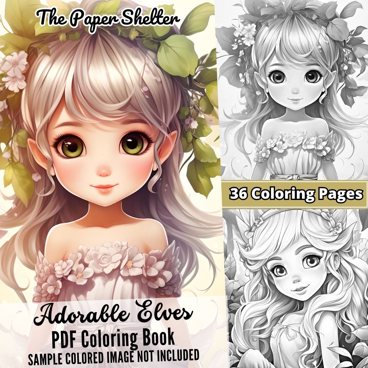 Adorable Elves - Digital Coloring Book