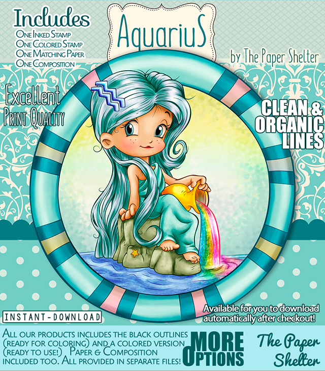Aquarius - Digital Stamp
