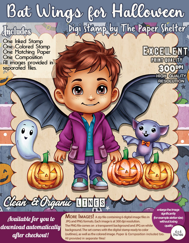Bat Wings for Halloween - Digital Stamp